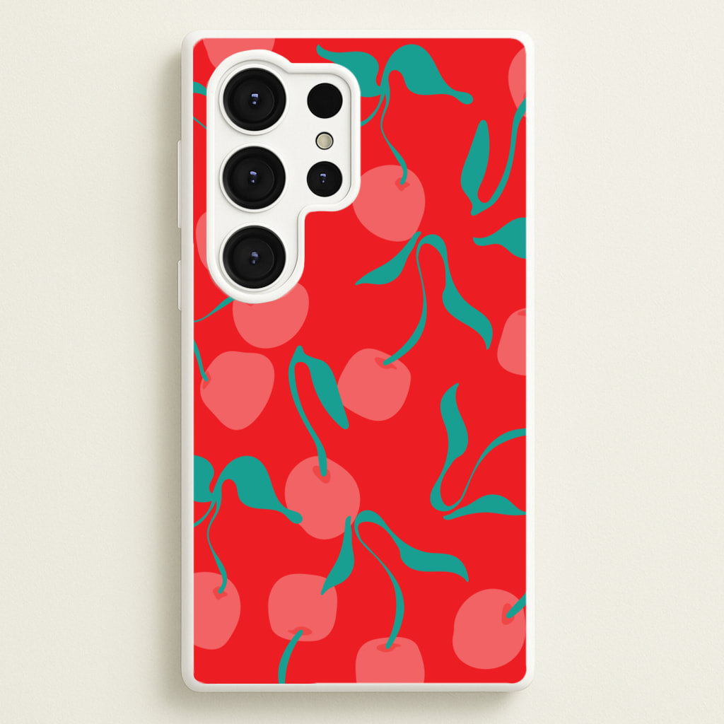 Red Abstract Cherries Pattern - Summer Phone Case for Galaxy S25 Ultra