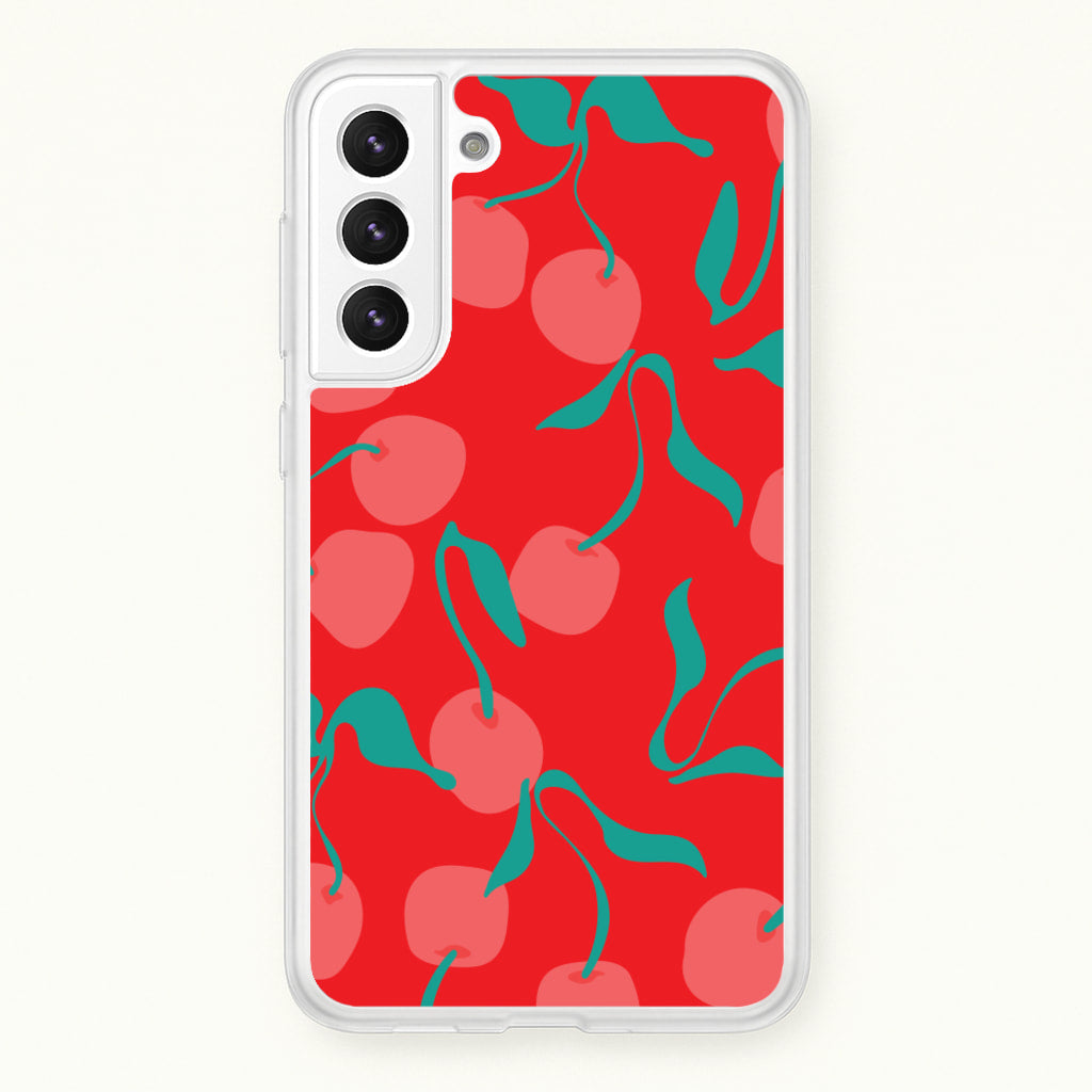 Red Abstract Cherries Pattern - Summer Phone Case for Galaxy S22 Plus