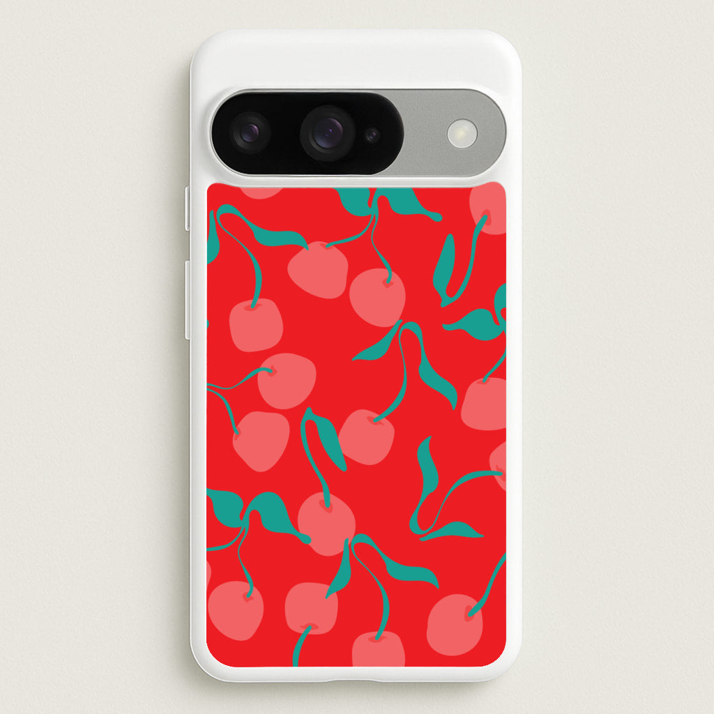 Red Abstract Cherries Pattern Phone Case for Google Pixel 10 / 10 Pro