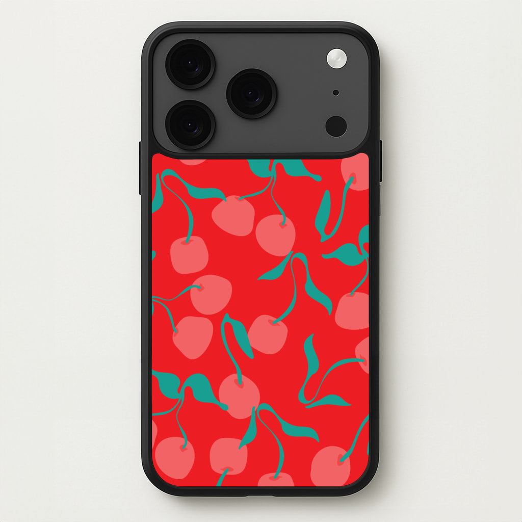 Red Abstract Cherries Pattern Phone Case for iPhone 17 Pro Max