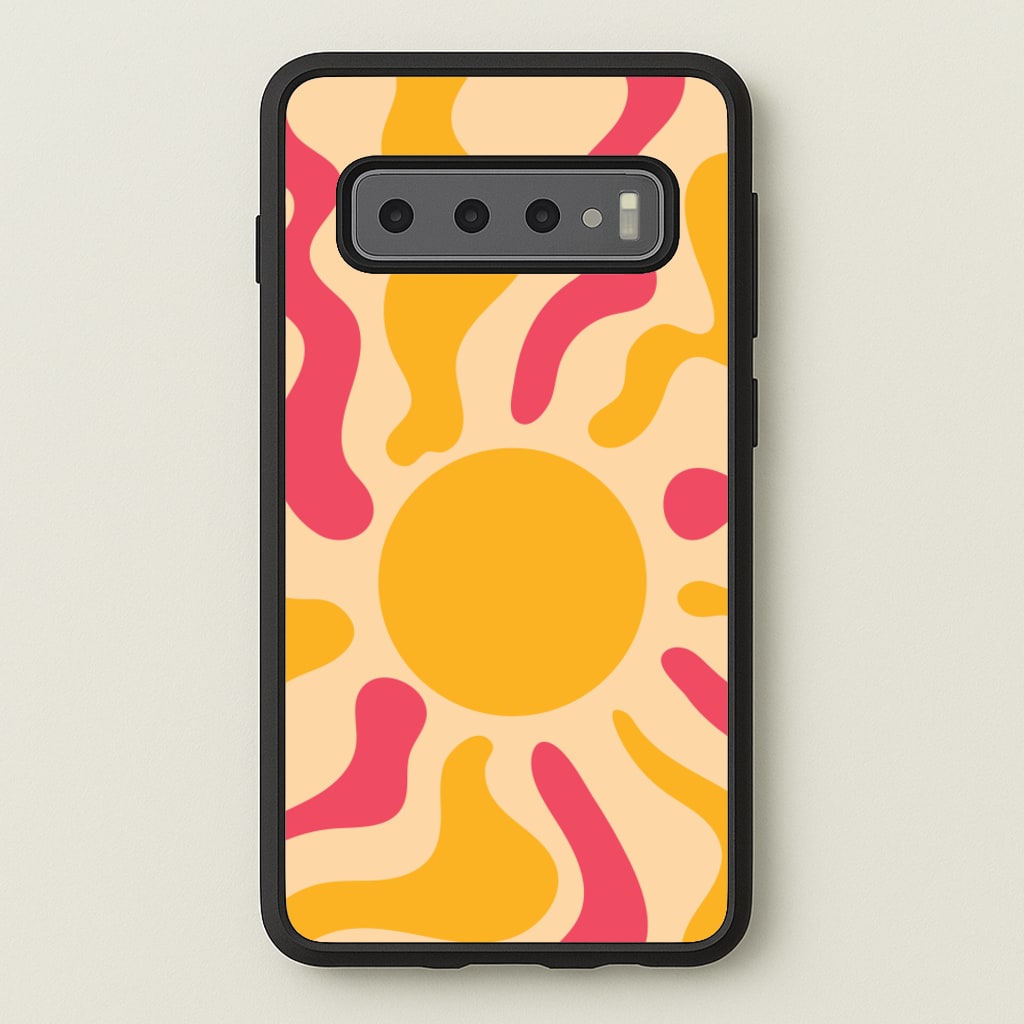 Yellow And Pink Abstract Sun - Summer Phone Case for Galaxy S10