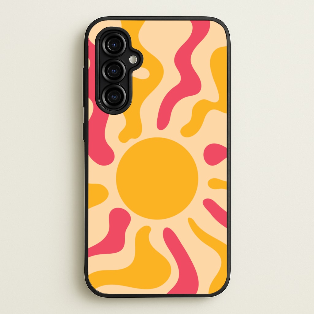 Yellow And Pink Abstract Sun - Summer Phone Case for Galaxy A54