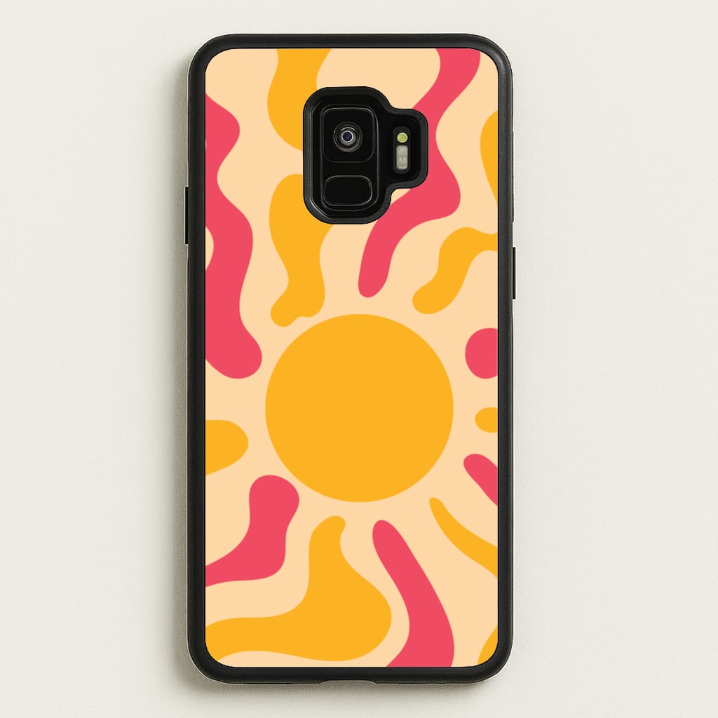 Yellow And Pink Abstract Sun - Summer Phone Case for Galaxy S9