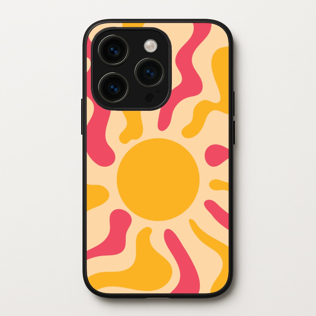 Yellow And Pink Abstract Sun - Summer Phone Case for iPhone 14 Pro