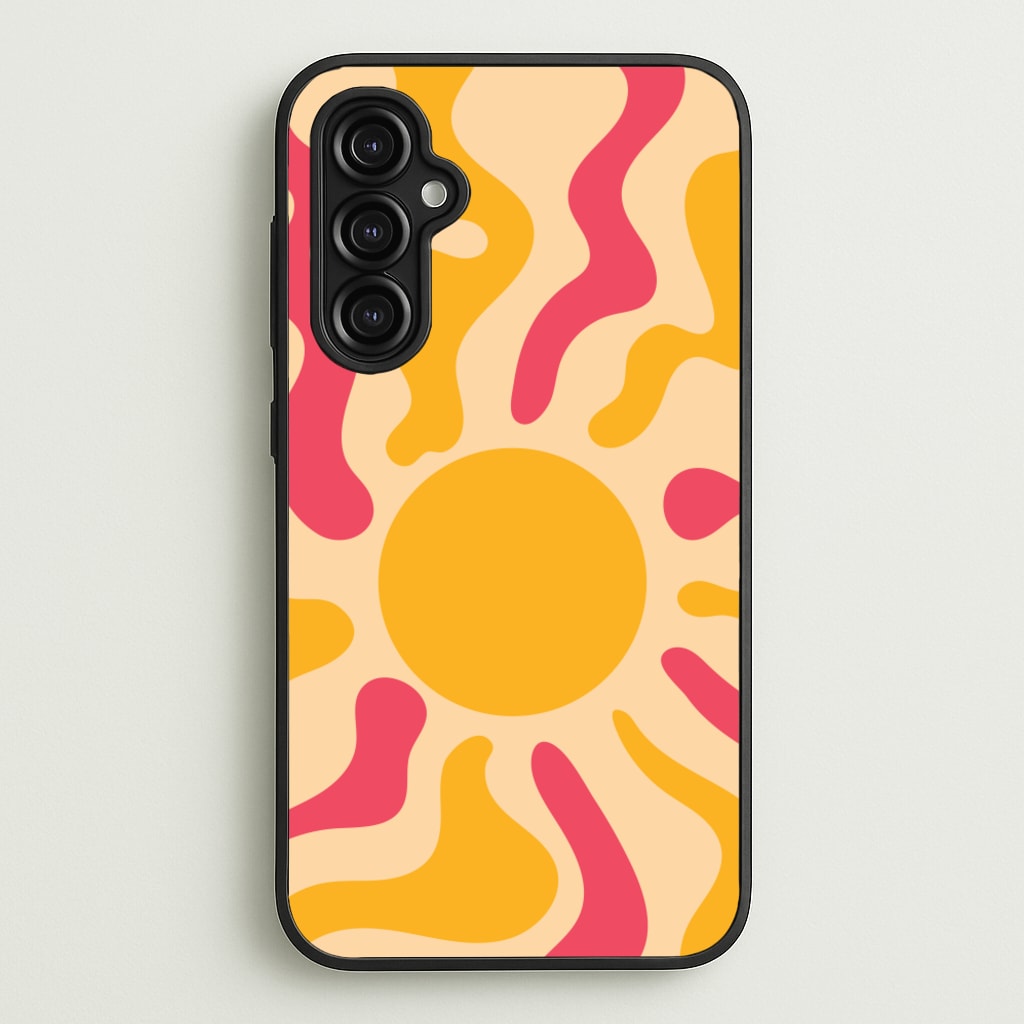 Yellow And Pink Abstract Sun - Summer Phone Case for Galaxy A14