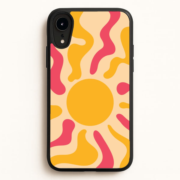 Yellow And Pink Abstract Sun - Summer Phone Case for iPhone XR