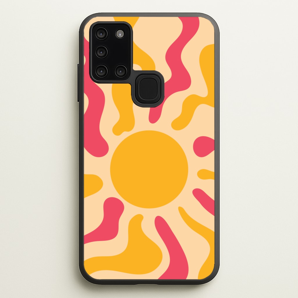 Yellow And Pink Abstract Sun - Summer Phone Case for Galaxy A21s