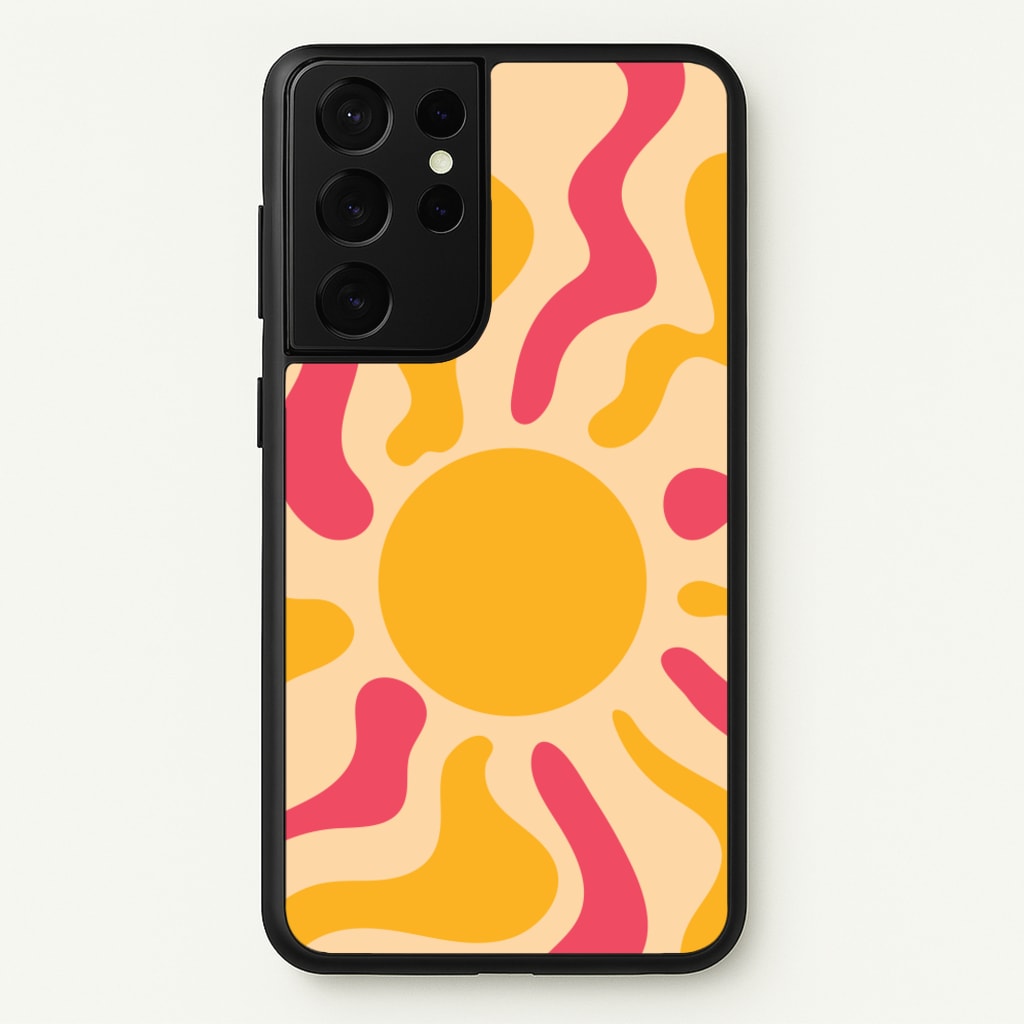 Yellow And Pink Abstract Sun - Summer Phone Case for Galaxy S21 Ultra