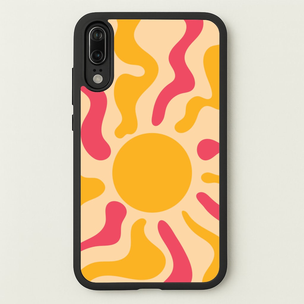 Yellow And Pink Abstract Sun - Summer Phone Case for Huawei P20
