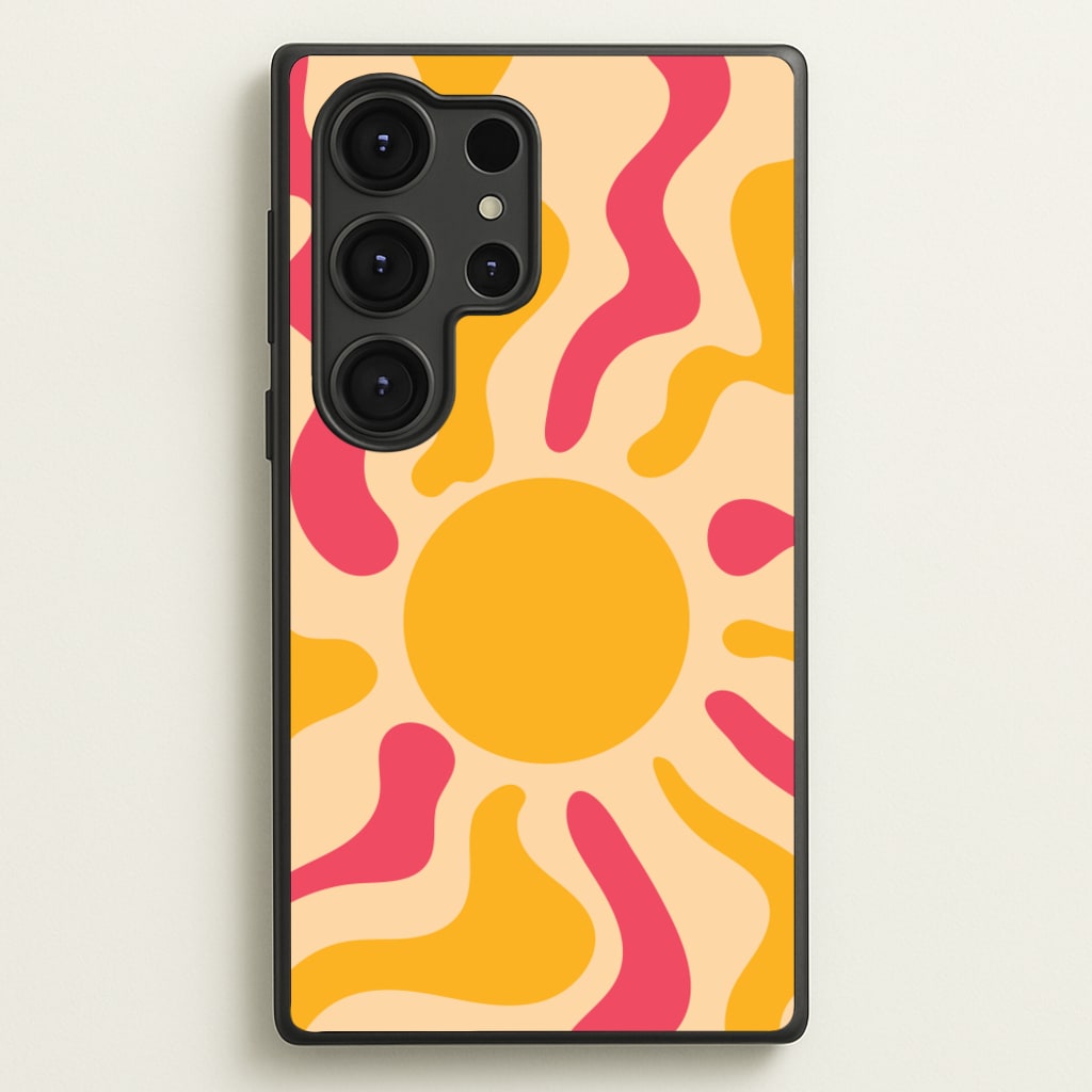 Yellow And Pink Abstract Sun - Summer Phone Case for Galaxy S25 Ultra