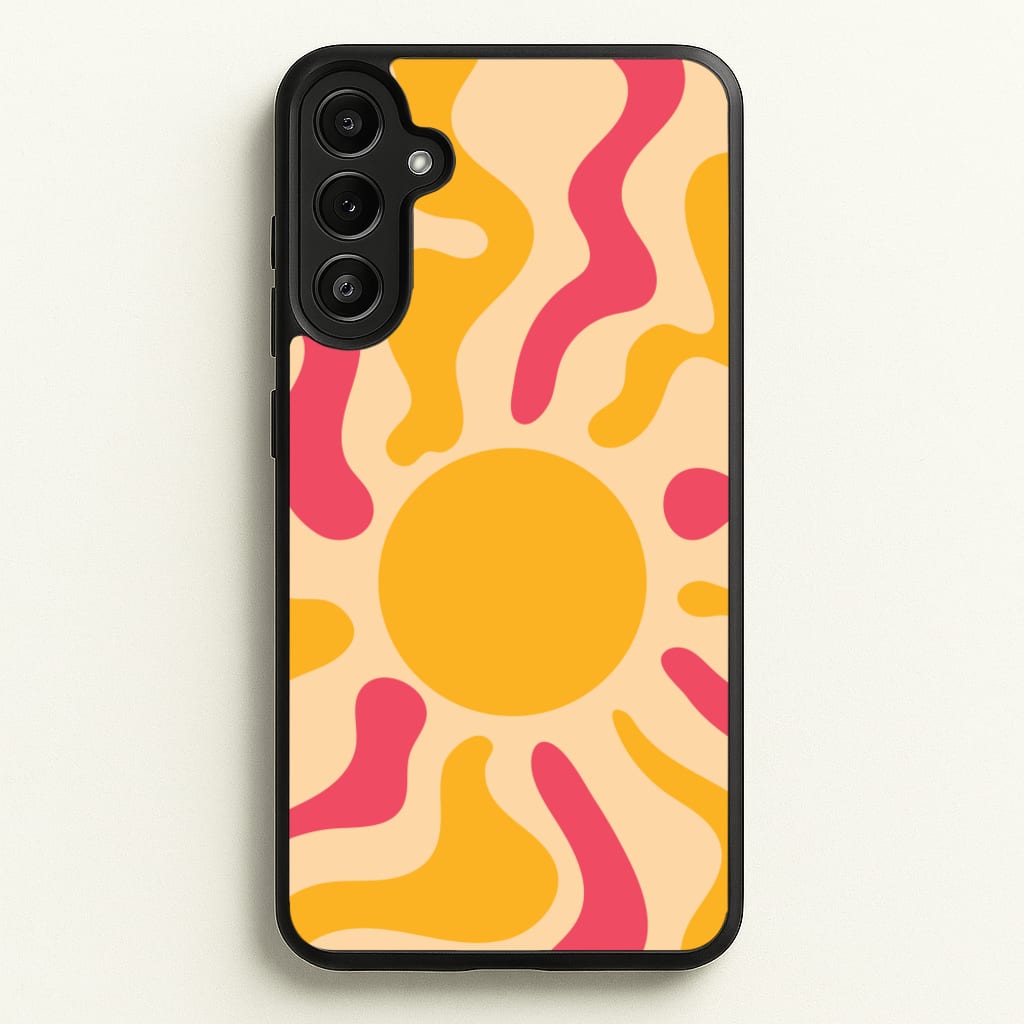 Yellow And Pink Abstract Sun - Summer Phone Case for Galaxy A34