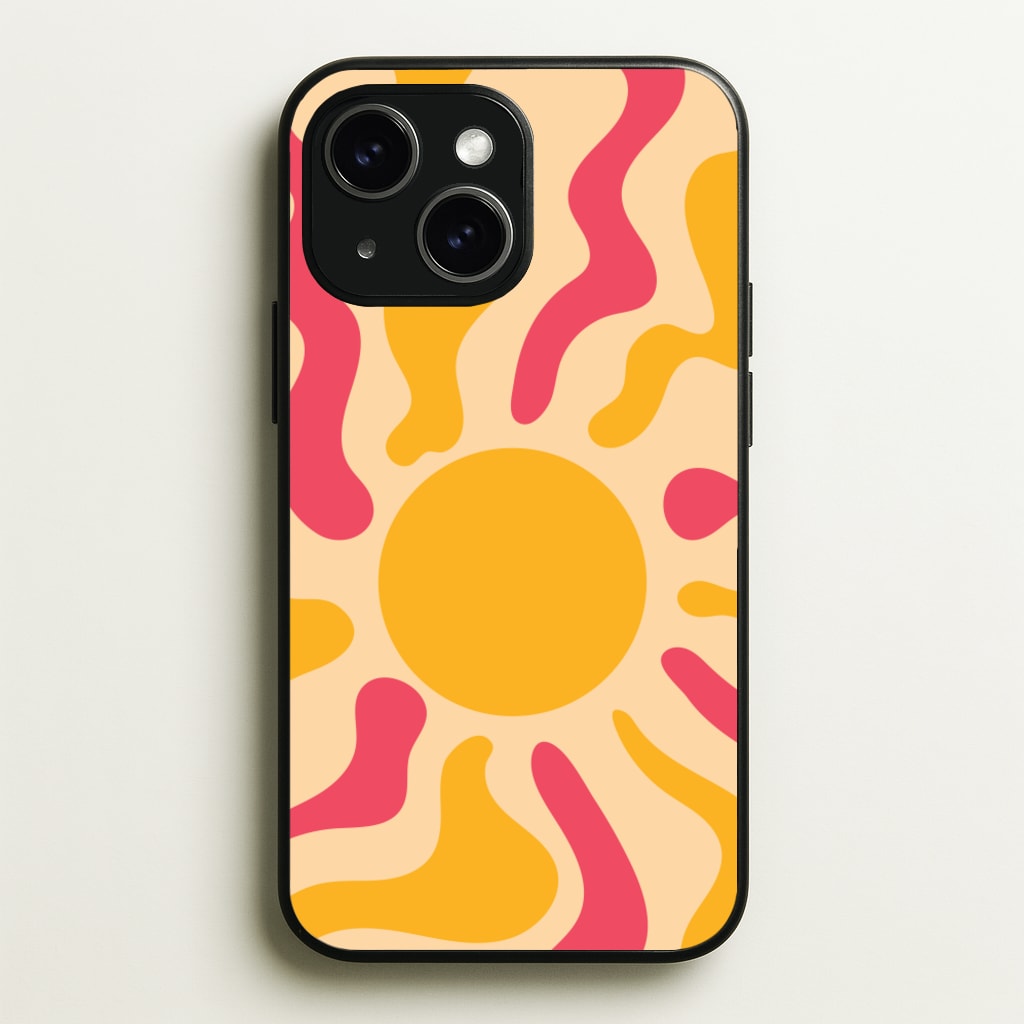 Yellow And Pink Abstract Sun - Summer Phone Case for iPhone 14