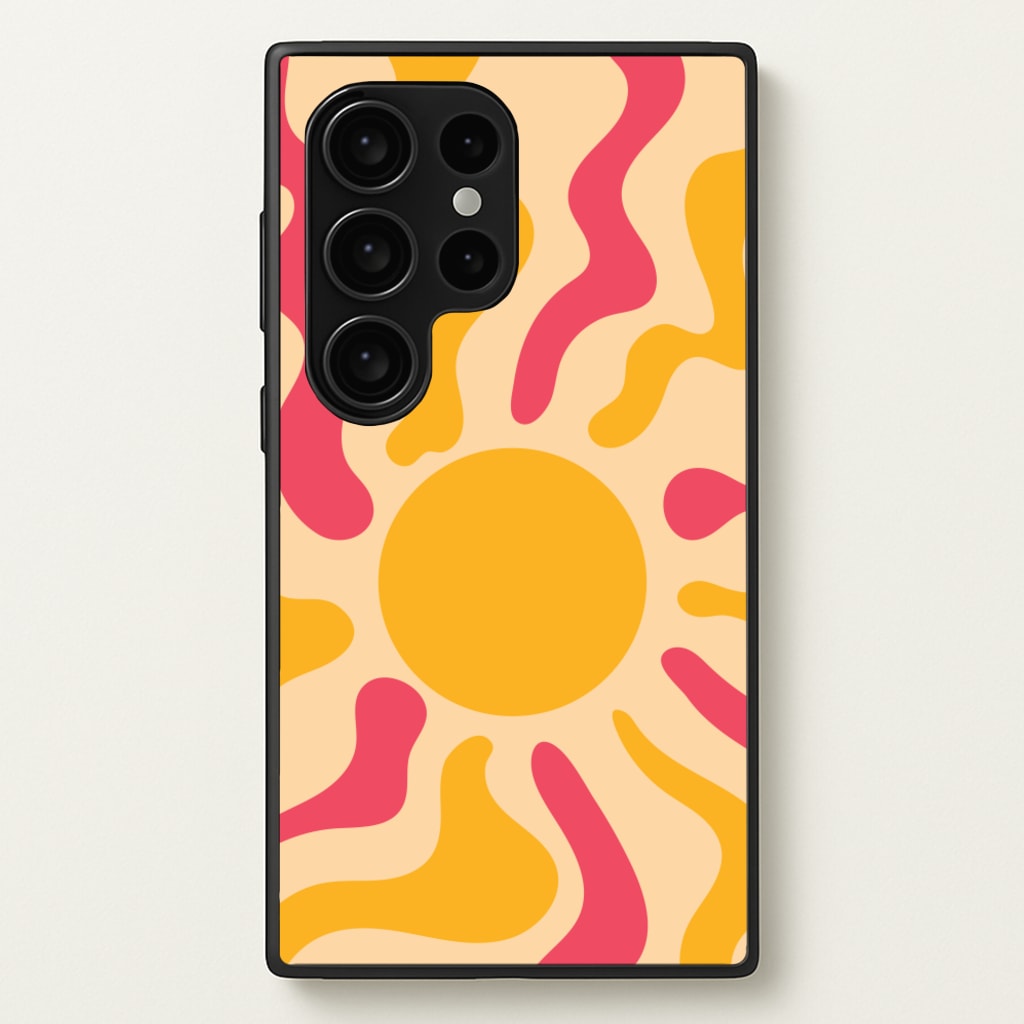 Yellow And Pink Abstract Sun - Summer Phone Case for Galaxy S24 Ultra