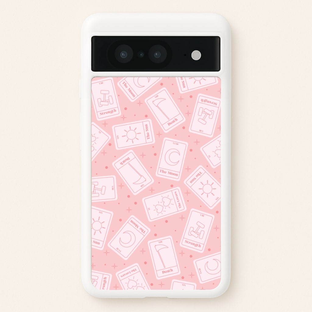 Pastel Pink Tarot Cards Pattern - Tarot Cards Phone Case for Google Pixel 8