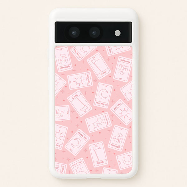 Pastel Pink Tarot Cards Pattern - Tarot Cards Phone Case for Google Pixel 8a
