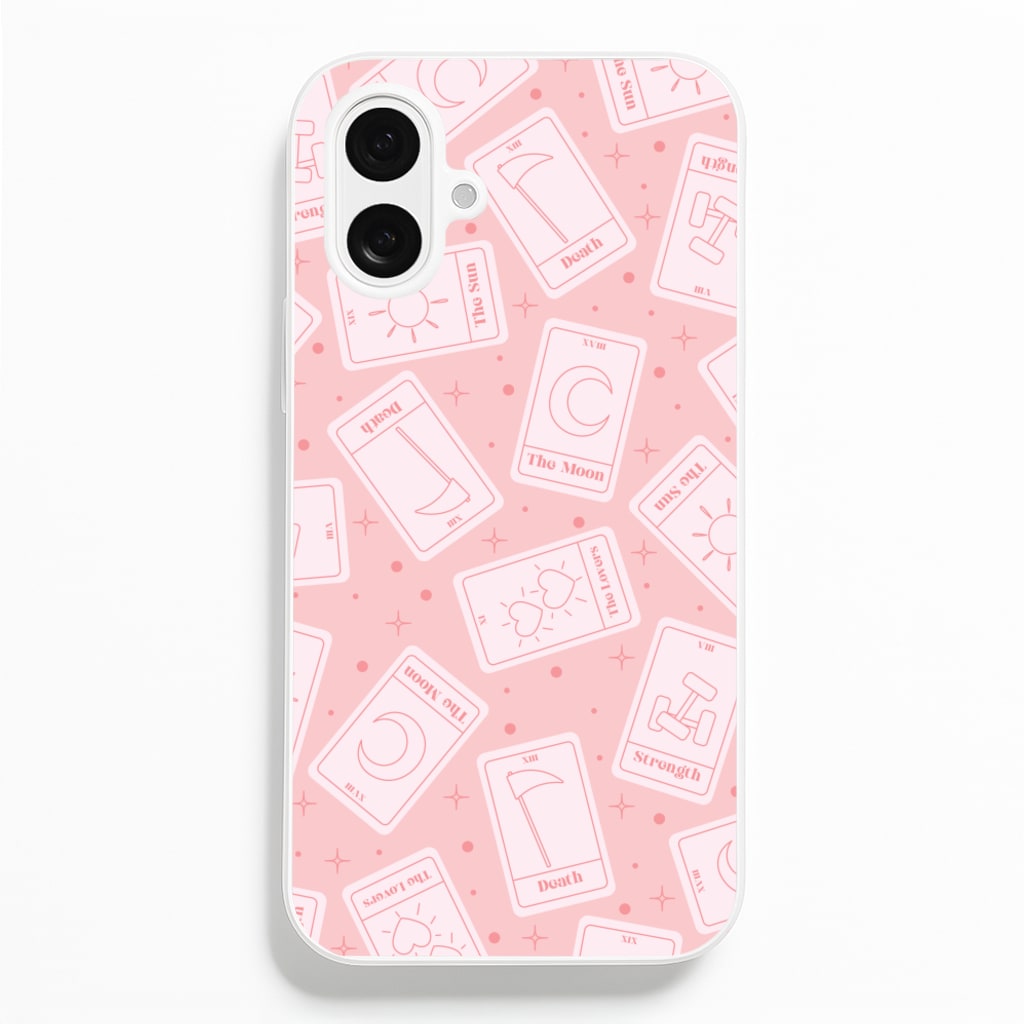 Pastel Pink Tarot Cards Pattern - Tarot Cards Phone Case for iPhone 16 Plus