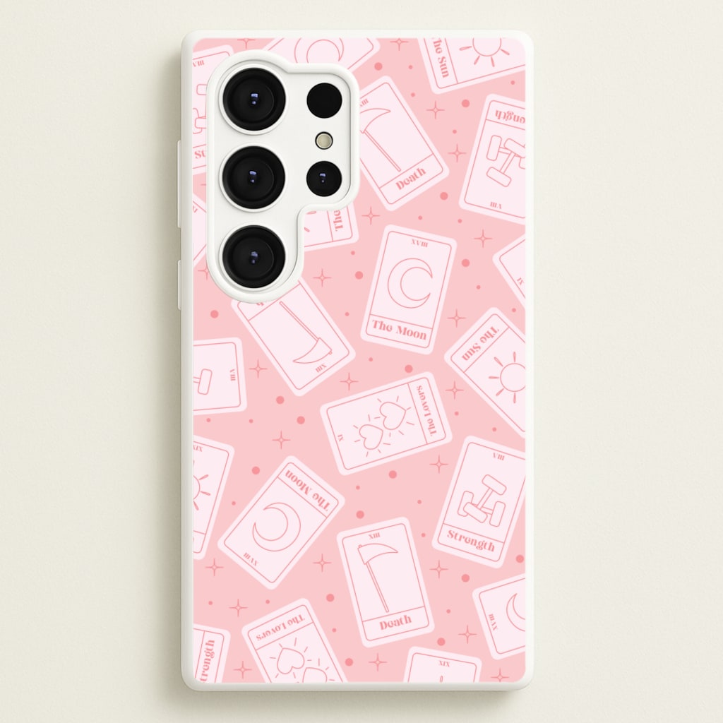 Pastel Pink Tarot Cards Pattern - Tarot Cards Phone Case for Galaxy S25 Ultra