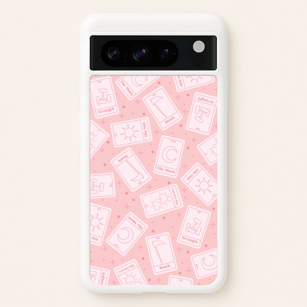 Pastel Pink Tarot Cards Pattern  - Tarot Cards Phone Case for Google Pixel 8 Pro