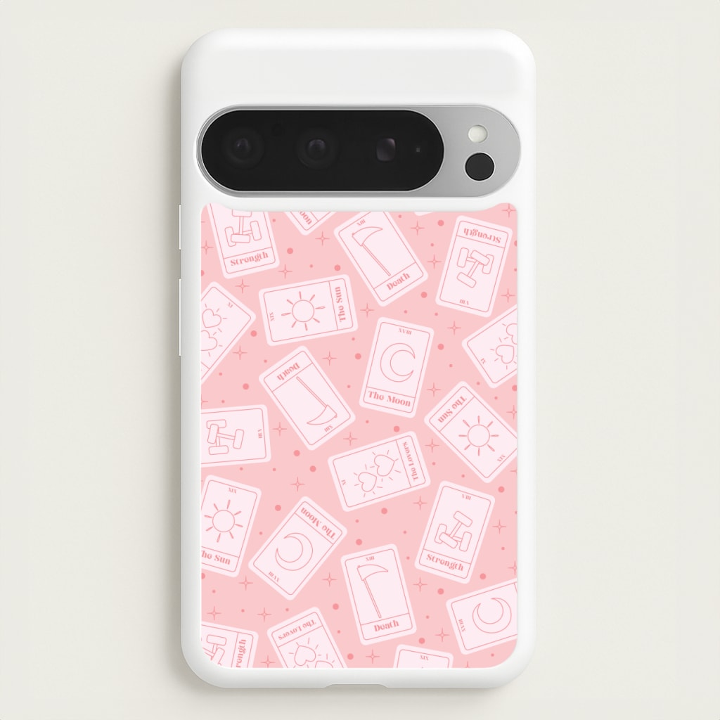 Pastel Pink Tarot Cards Pattern - Tarot Cards Phone Case for Google Pixel 9 Pro XL