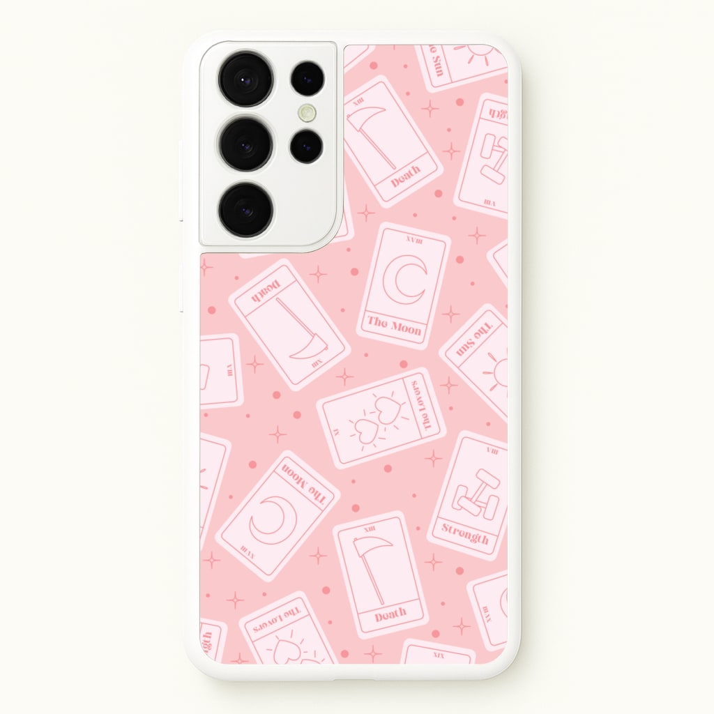 Pastel Pink Tarot Cards Pattern - Tarot Cards Phone Case for Galaxy S21 Ultra