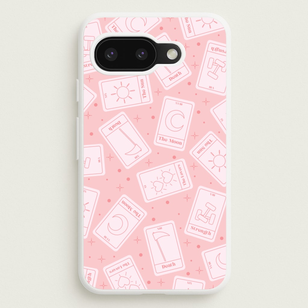 Pastel Pink Tarot Cards Pattern - Tarot Cards Phone Case for Google Pixel 9a