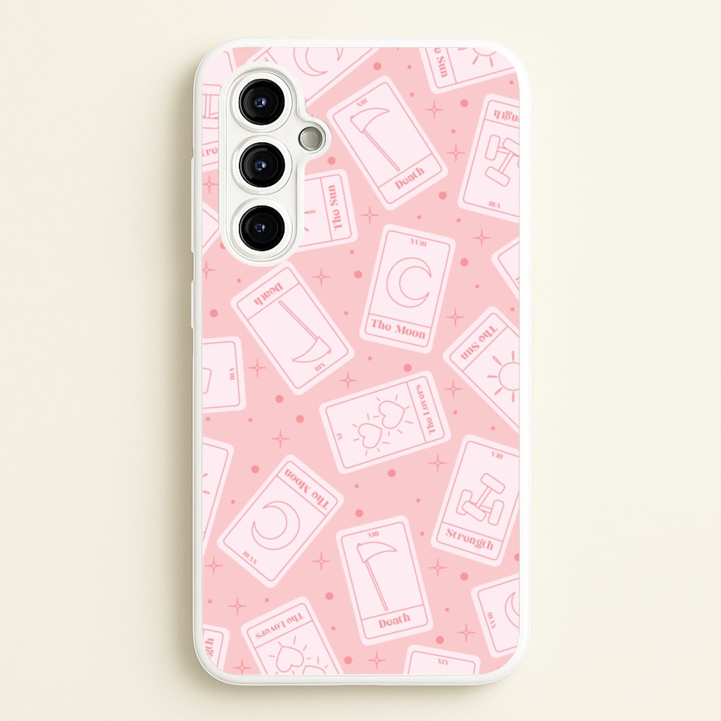 Pastel Pink Tarot Cards Pattern - Tarot Cards Phone Case for Galaxy A54