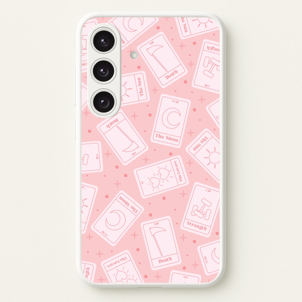 Pastel Pink Tarot Cards Pattern - Tarot Cards Phone Case for Galaxy S25