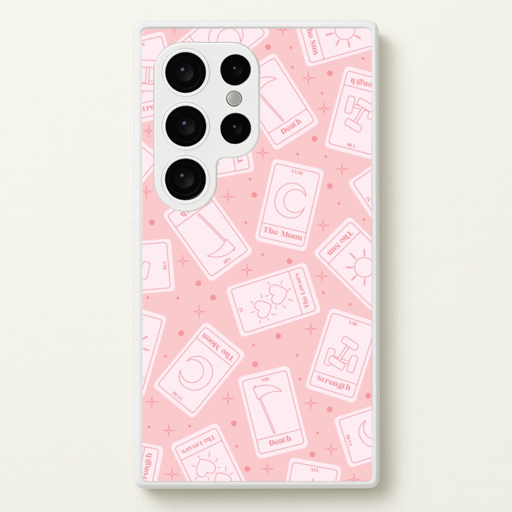 Pastel Pink Tarot Cards Pattern - Tarot Cards Phone Case for Galaxy S24 Ultra