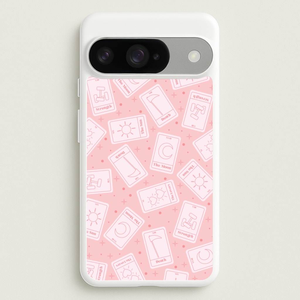 Pastel Pink Tarot Cards Pattern Phone Case for Google Pixel 10 / 10 Pro