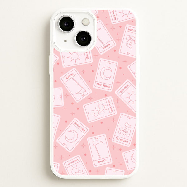 Pastel Pink Tarot Cards Pattern - Tarot Cards Phone Case for iPhone 13 Mini