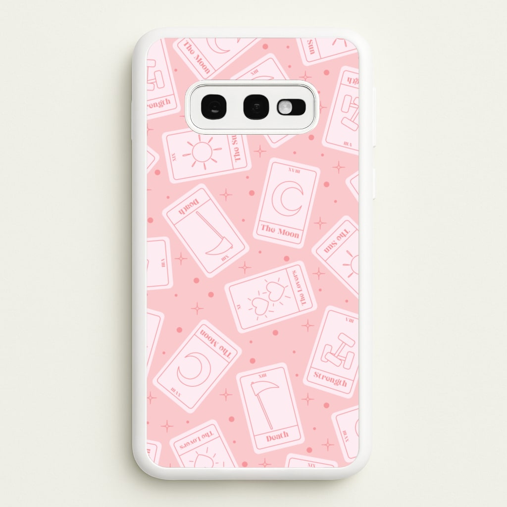 Pastel Pink Tarot Cards Pattern - Tarot Cards Phone Case for Galaxy S10e