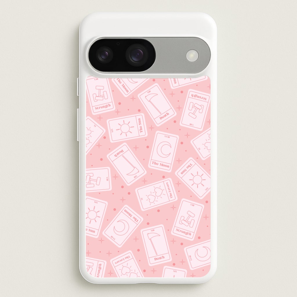 Pastel Pink Tarot Cards Pattern - Tarot Cards Phone Case for Google Pixel 9 / 9 Pro