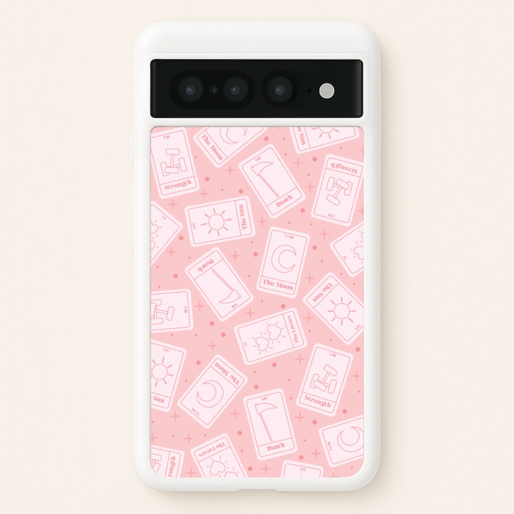 Pastel Pink Tarot Cards Pattern - Tarot Cards Phone Case for Google Pixel 7 Pro