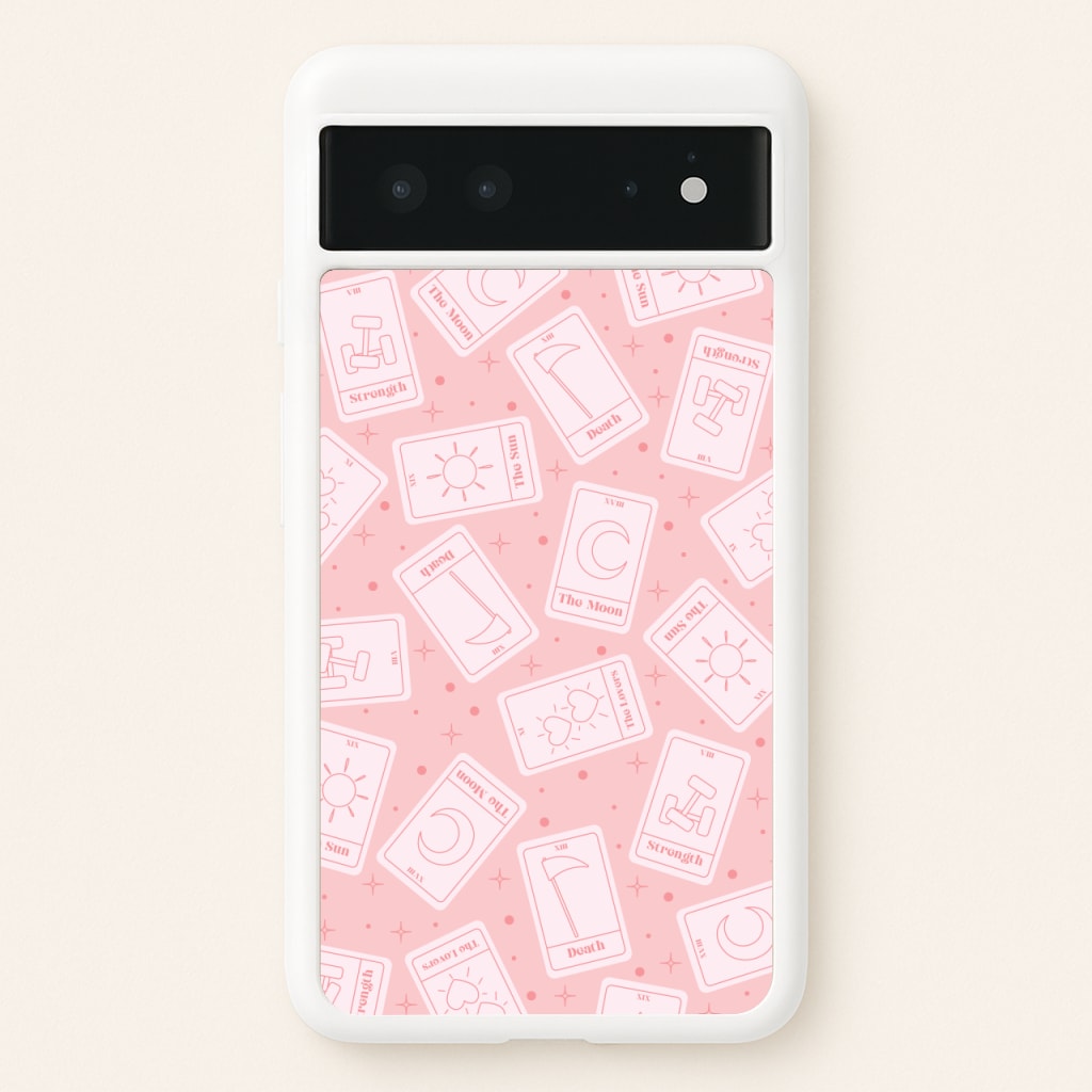 Pastel Pink Tarot Cards Pattern - Tarot Cards Phone Case for Google Pixel 6
