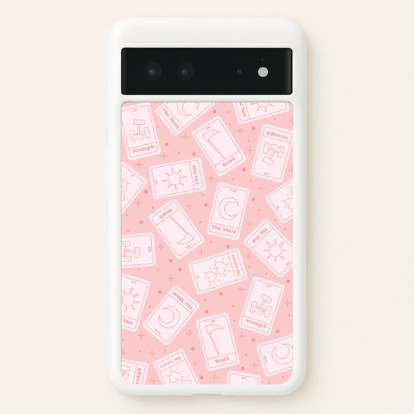 Pastel Pink Tarot Cards Pattern - Tarot Cards Phone Case for Google Pixel 6