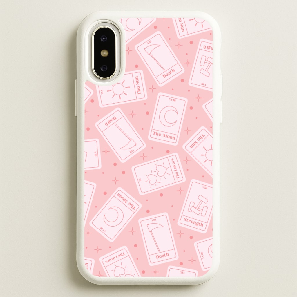 Pastel Pink Tarot Cards Pattern - Tarot Cards Phone Case for iPhone X / XS