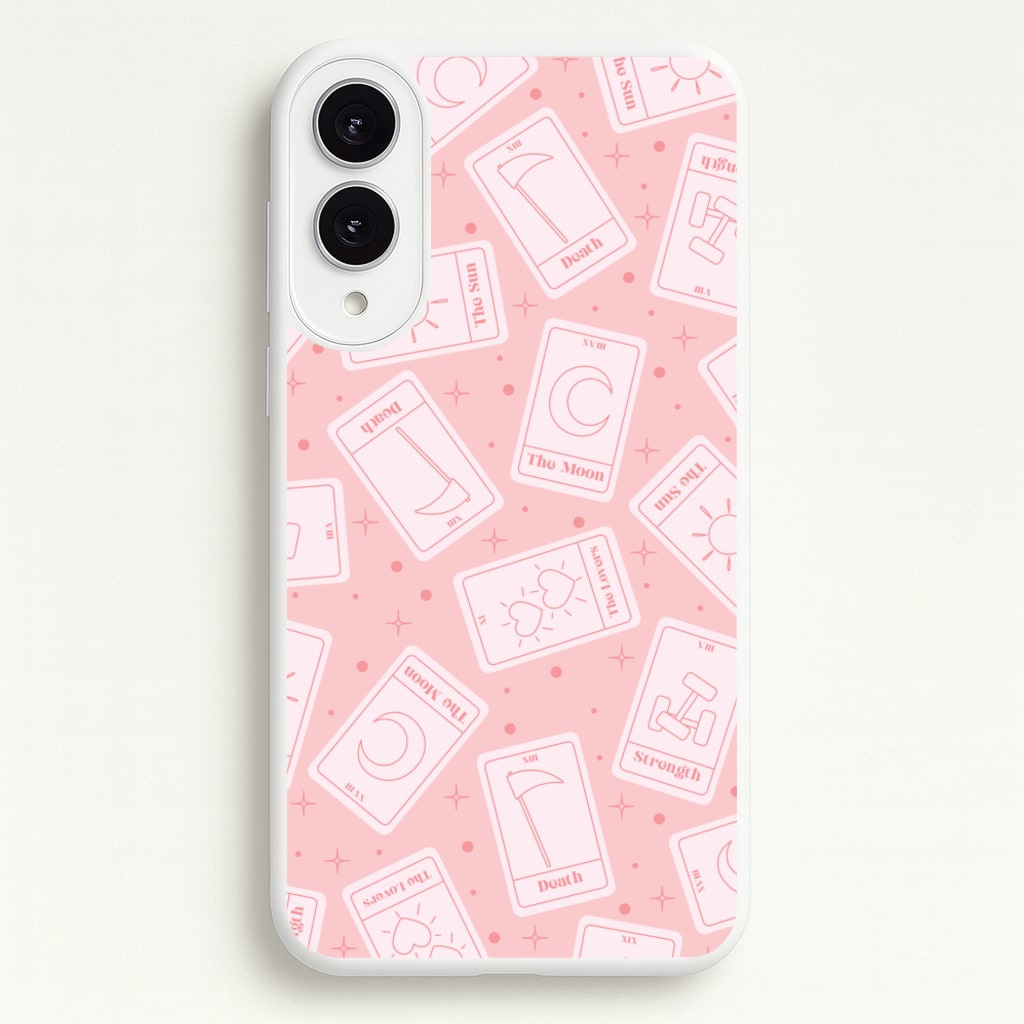 Pastel Pink Tarot Cards Pattern - Tarot Cards Phone Case for Galaxy S25 Edge