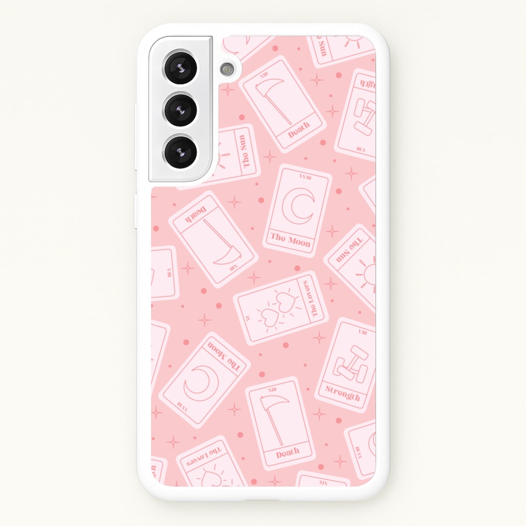 Pastel Pink Tarot Cards Pattern - Tarot Cards Phone Case for Galaxy S21FE
