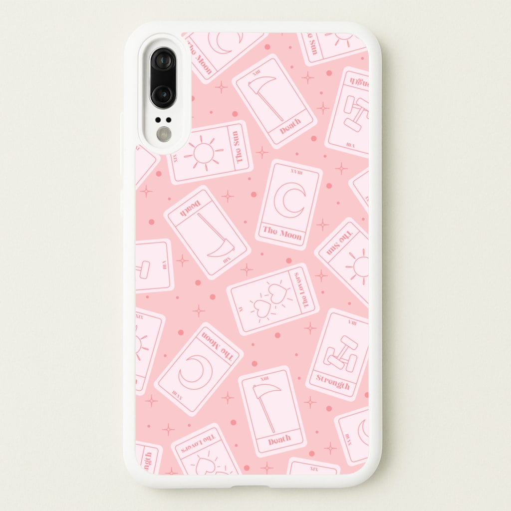 Pastel Pink Tarot Cards Pattern - Tarot Cards Phone Case for Huawei P20