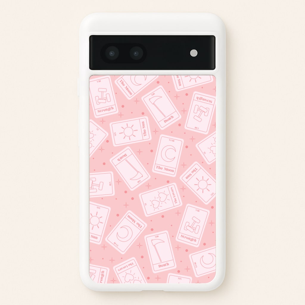 Pastel Pink Tarot Cards Pattern - Tarot Cards Phone Case for Google Pixel 7a