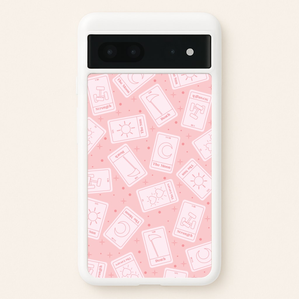 Pastel Pink Tarot Cards Pattern - Tarot Cards Phone Case for Google Pixel 7