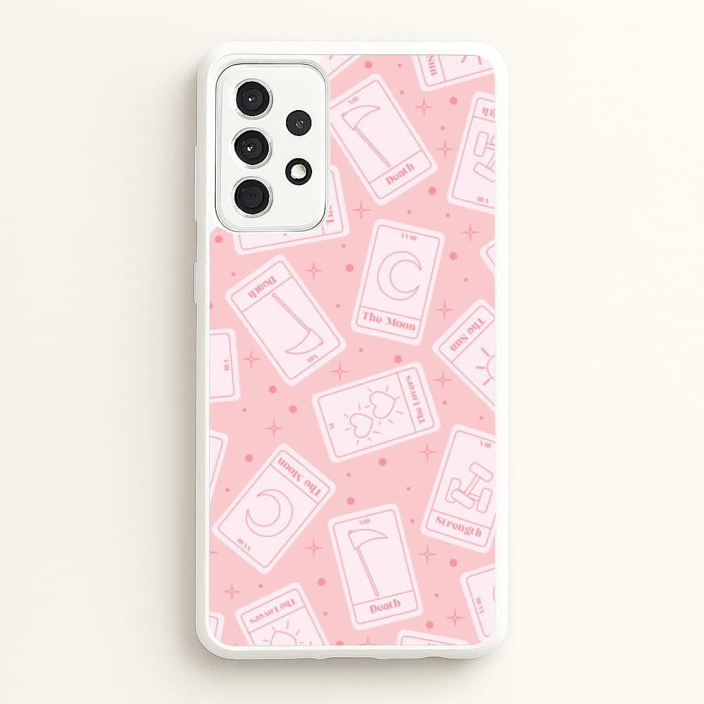 Pastel Pink Tarot Cards Pattern - Tarot Cards Phone Case for Galaxy A52 / A52s