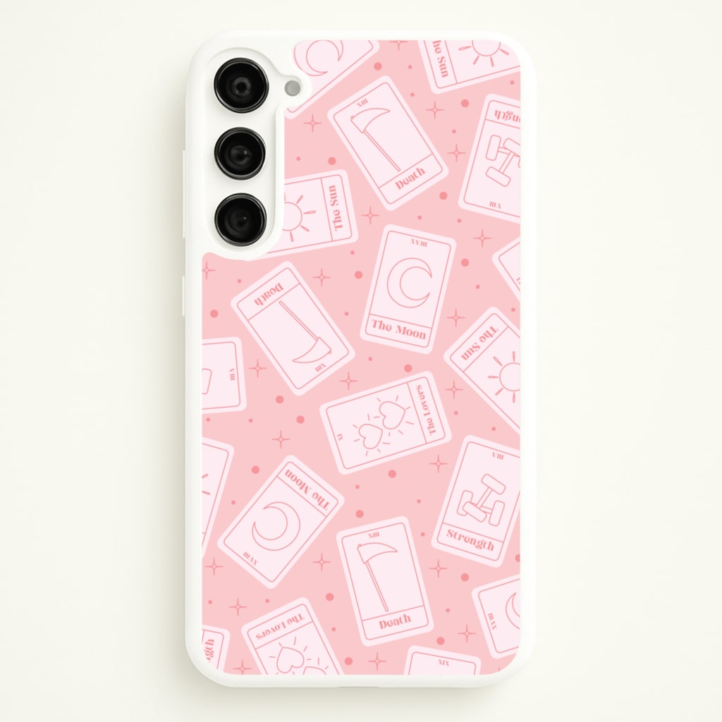 Pastel Pink Tarot Cards Pattern - Tarot Cards Phone Case for Galaxy S23