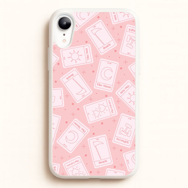 Pastel Pink Tarot Cards Pattern - Tarot Cards Phone Case for iPhone XR