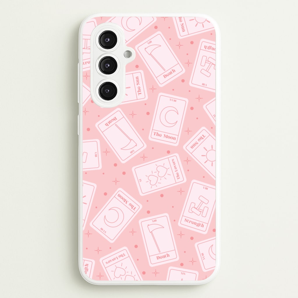 Pastel Pink Tarot Cards Pattern - Tarot Cards Phone Case for Galaxy S23FE