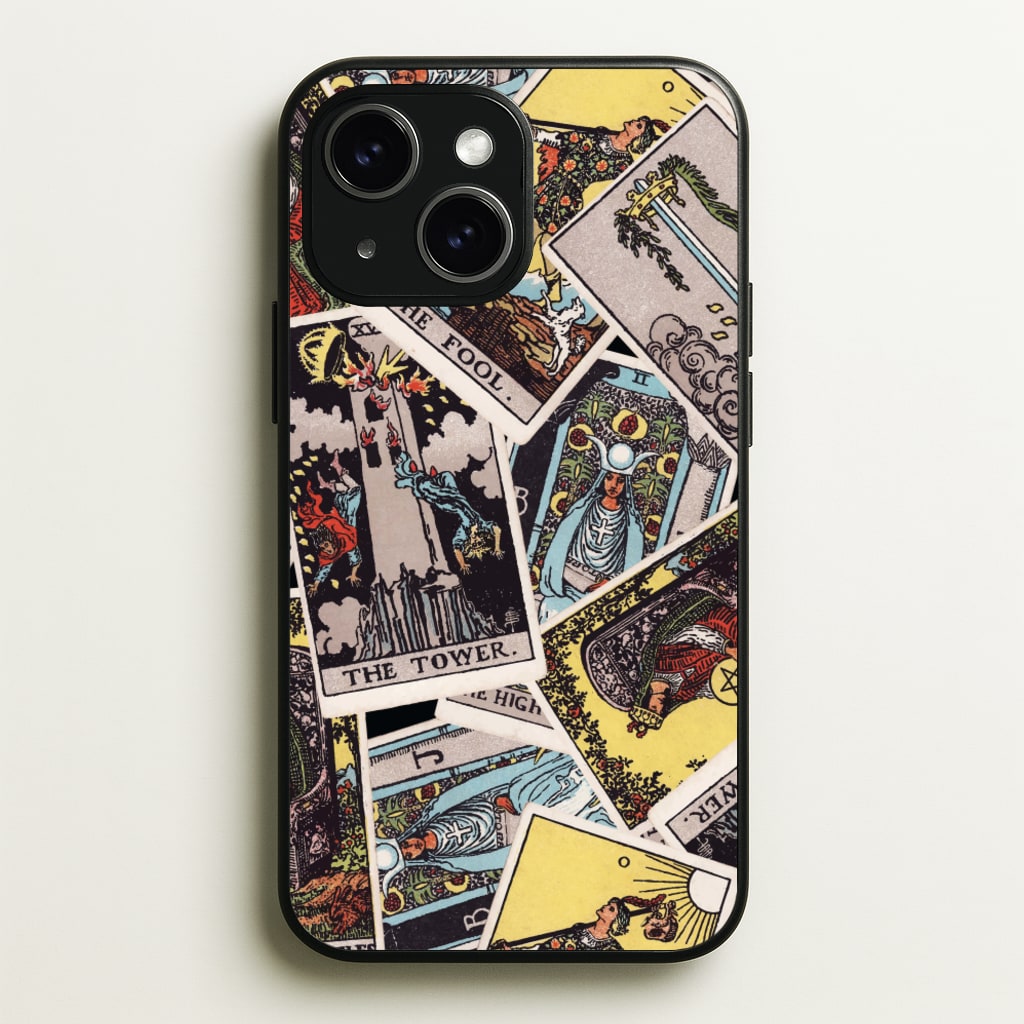 Tarot Cards Collage Pattern - Tarot Cards Phone Case for iPhone 15