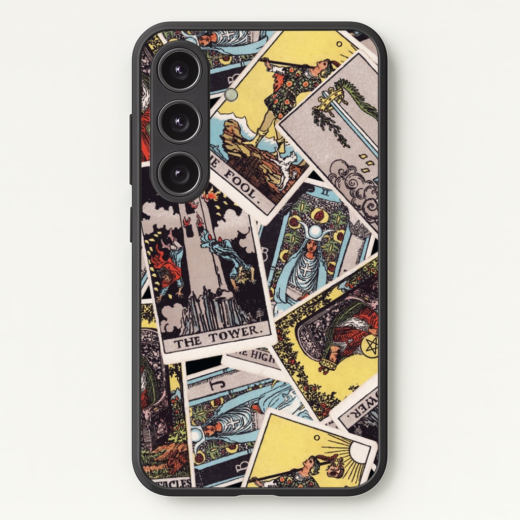Tarot Cards Collage Pattern - Tarot Cards Phone Case for Galaxy S25 Plus