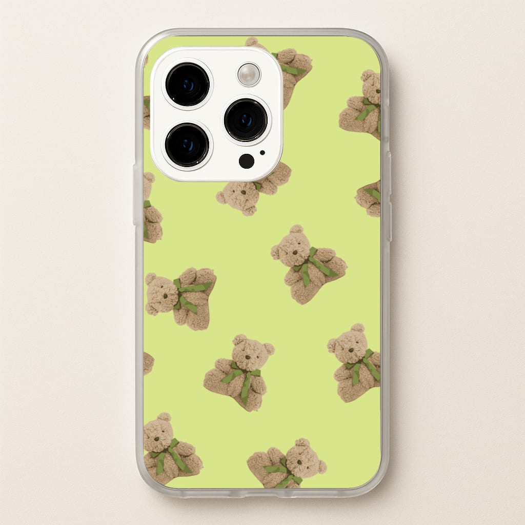 Green Teddy Bears - Clean Girl Aesthetic Phone Case for iPhone 15 Pro