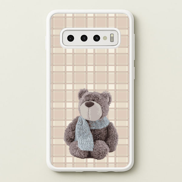 Tartan Teddy Bear - Clean Girl Aesthetic Phone Case for Galaxy S10 Plus