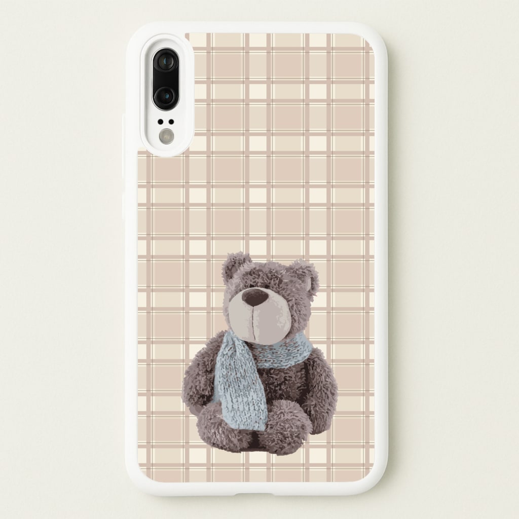 Tartan Teddy Bear - Clean Girl Aesthetic Phone Case for Huawei P20
